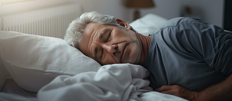 Middle-aged man sleeping peacefully at night – how to improve sleep after 40