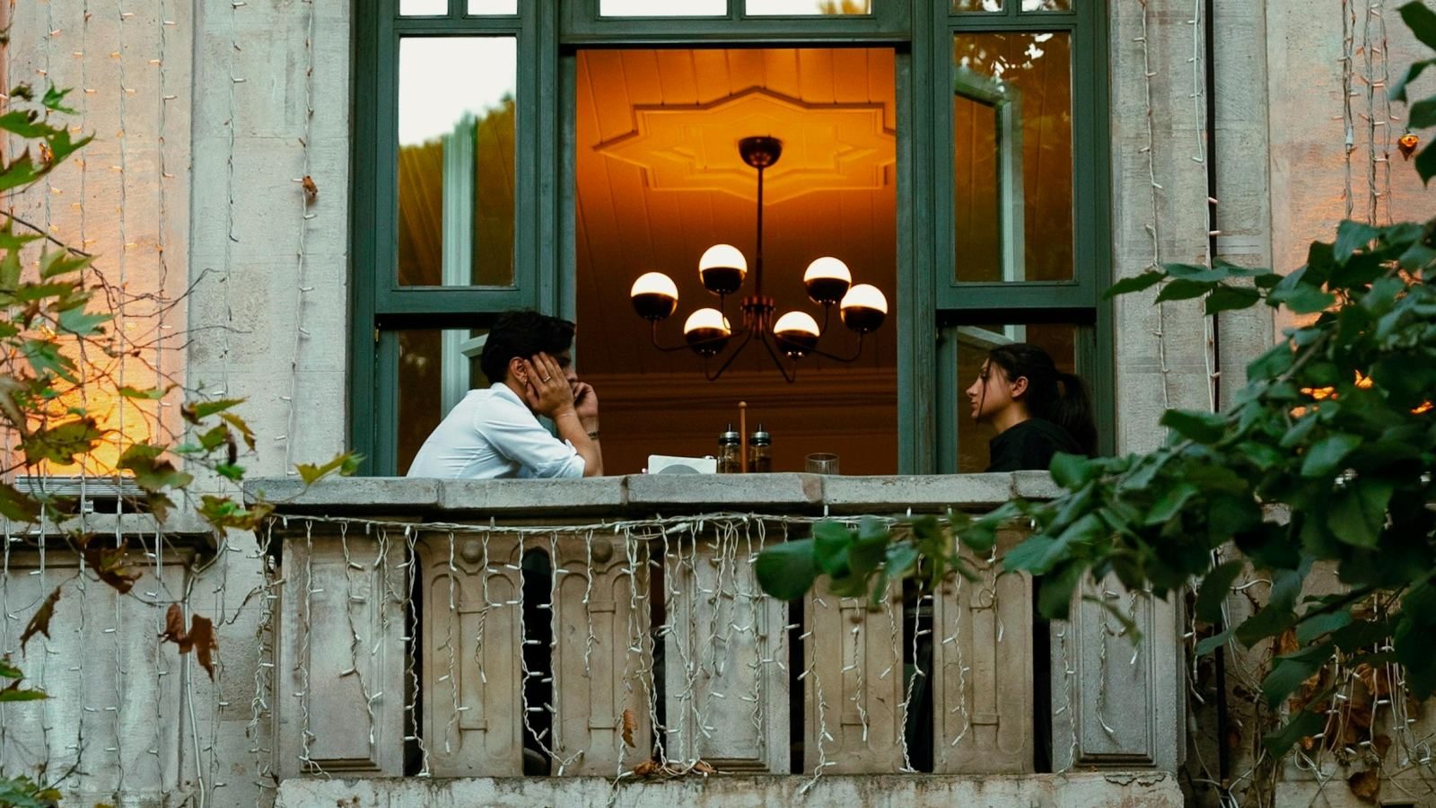 cozy evening on a balcony