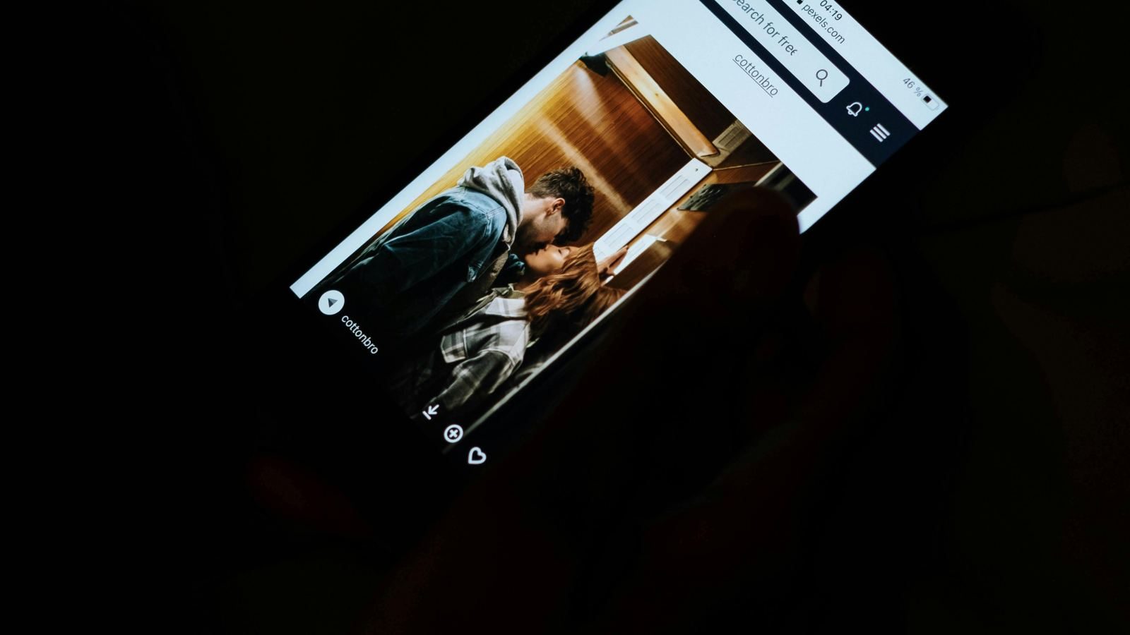 Close-up on smartphone screen at night