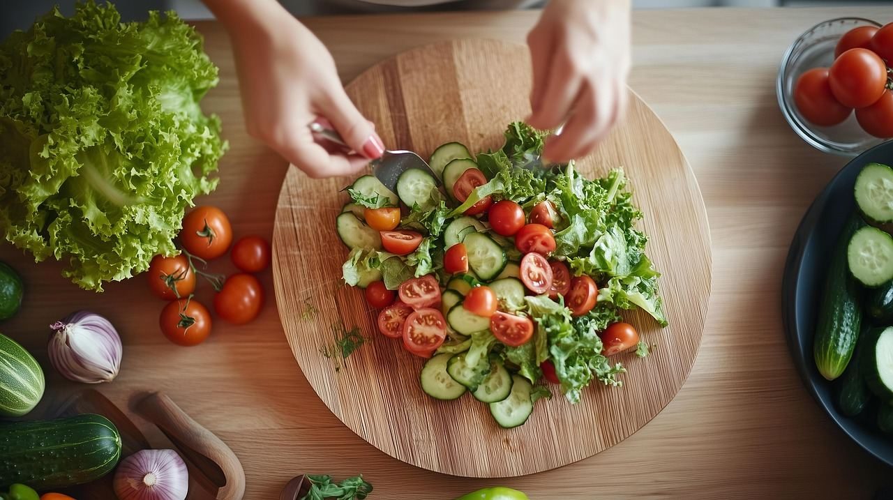 Preparing vegetables for balanced meals